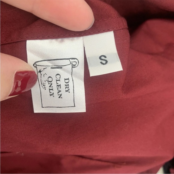 Libertine Womens Long Sleeve Collared Button Down Blouse Top Dark Red Size S - Picture 7 of 9